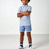 slate retro super short with white piping