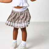 fall floral pleated skort