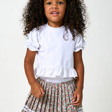 white ruffle tee