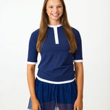 navy/white henley shirt