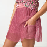 dusty pink pleated skort