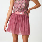dusty pink pleated skort