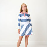 slate/white rugby dress - ships september 8