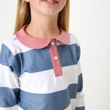 slate/white rugby dress - ships september 8