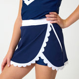 navy scalloped court skort