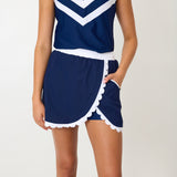 navy scalloped court skort