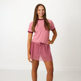 dusty pink/maroon dance tee