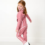 girls dusty pink retro warm-up jogger