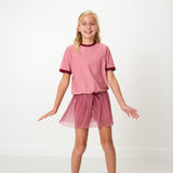 dusty pink pleated skort