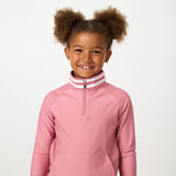 girls dusty pink retro half-zip