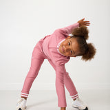 girls dusty pink retro warm-up jogger