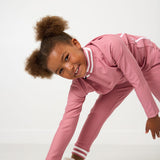 girls dusty pink retro half-zip