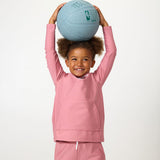 girls dusty pink retro half-zip