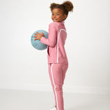 girls dusty pink retro warm-up jogger