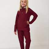 girls maroon retro warm-up jogger