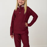 girls maroon retro half-zip