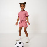 dusty pink scalloped court short
