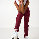 maroon/white girly girl tank