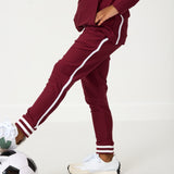 girls maroon retro warm-up jogger