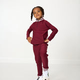 girls maroon retro half-zip