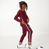 girls maroon retro warm-up jogger