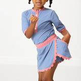 slate/dusty pink scalloped skort