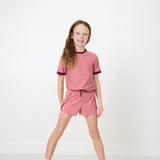dusty pink scalloped court short