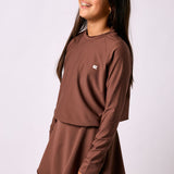 girls brown crewneck