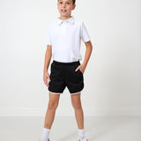 black retro mesh short