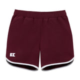 maroon retro super short with white piping