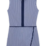 navy thin stripe court dress