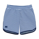 navy thin stripe retro super short with navy piping