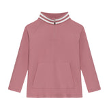 girls dusty pink retro half-zip