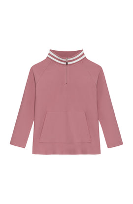 girls dusty pink retro half-zip