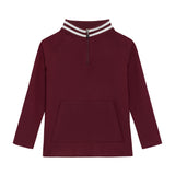 girls maroon retro half-zip