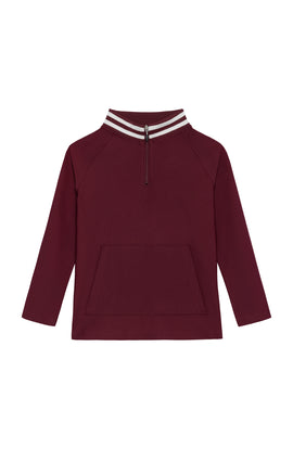 girls maroon retro half-zip