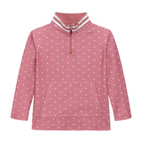 girls dusty pink polka dot retro half-zip