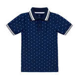 navy polka dot polo shirt
