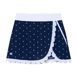 navy/white polka dot scalloped skort