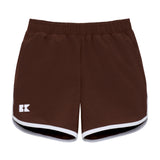brown retro super short with white piping