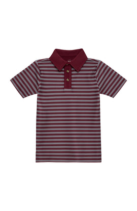 maroon/gray qb stripe polo shirt
