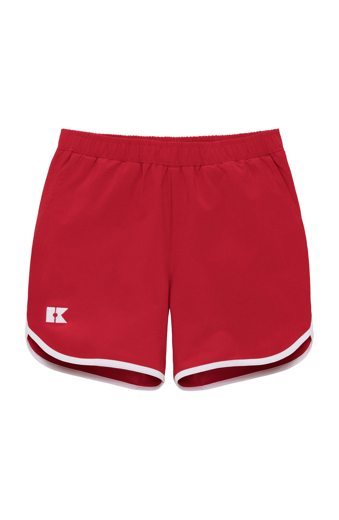red retro super short with white piping