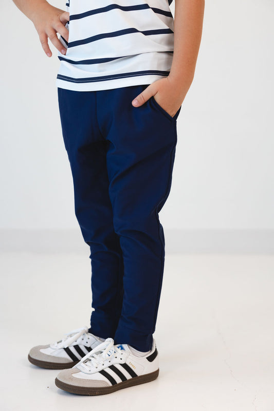 navy warm-up jogger