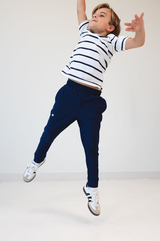 navy warm-up jogger