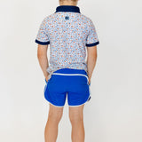 royal blue retro super short with white piping