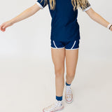 girls navy super short