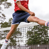 navy retro super short with white piping