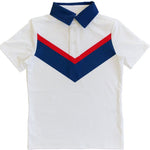 white retro v polo