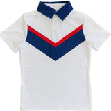 white retro v polo