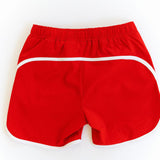 red retro super short with white piping